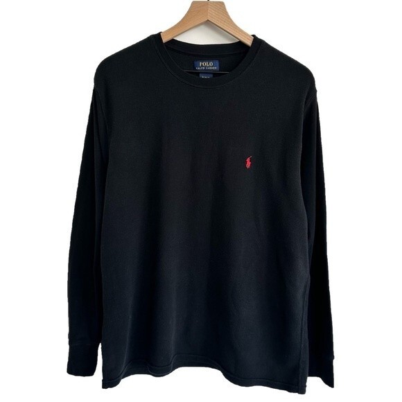 Polo Ralph Lauren Men’s Black Waffle Knit Long Sleeve Size XL - Picture 3 of 8